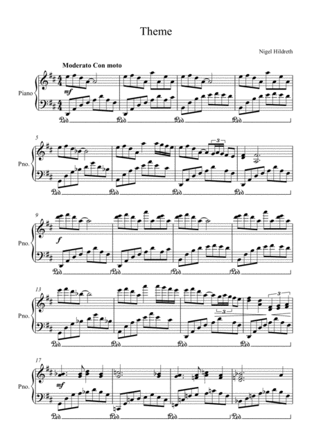 Theme For Piano Sheet Music