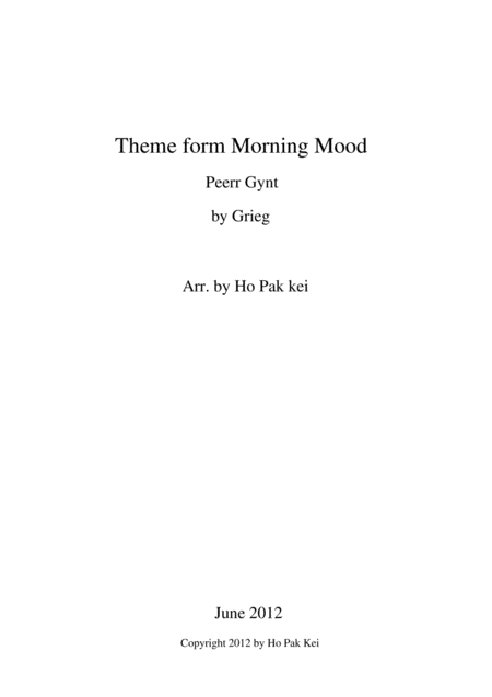 Free Sheet Music Theme Form Morning Mood For Concert Band