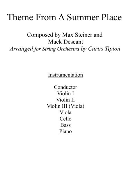 Free Sheet Music Theme From A Summer Place For String Orchestra