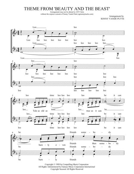 Free Sheet Music Theme From Beauty And The Beast Ssaa A Capella Voices