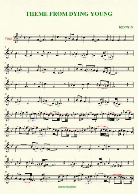 Theme From Dying Kenny G Violin Sheet Music Sheet Music
