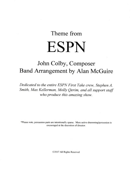 Theme From Espn Advanced Band Sheet Music