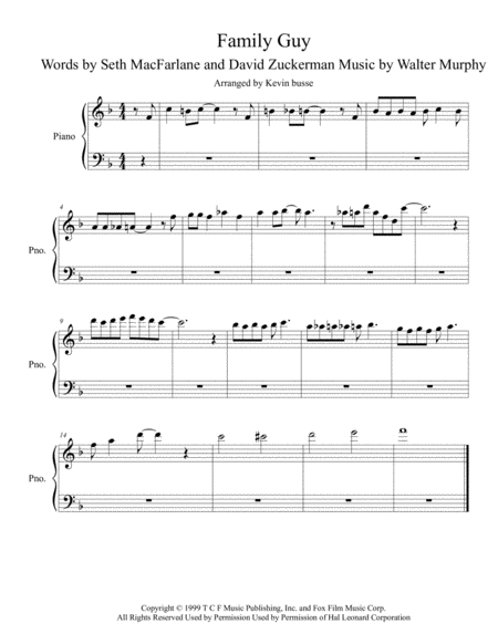 Theme From Family Guy Piano Sheet Music