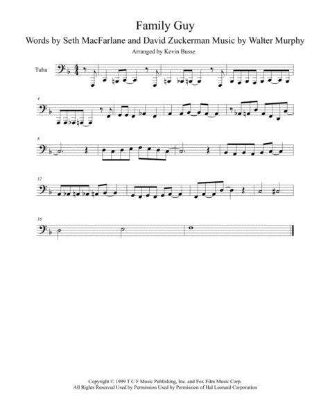 Free Sheet Music Theme From Family Guy Tuba