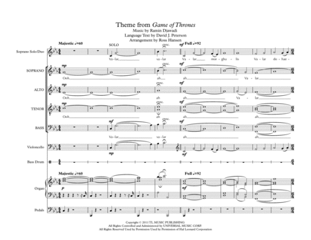 Theme From Game Of Thrones As Sung By Folklore Guild Sheet Music