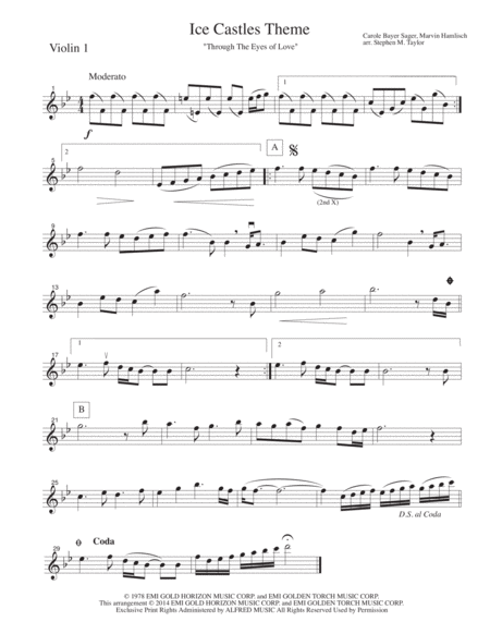 Theme From Ice Castles Through The Eyes Of Love String Quartet Sheet Music