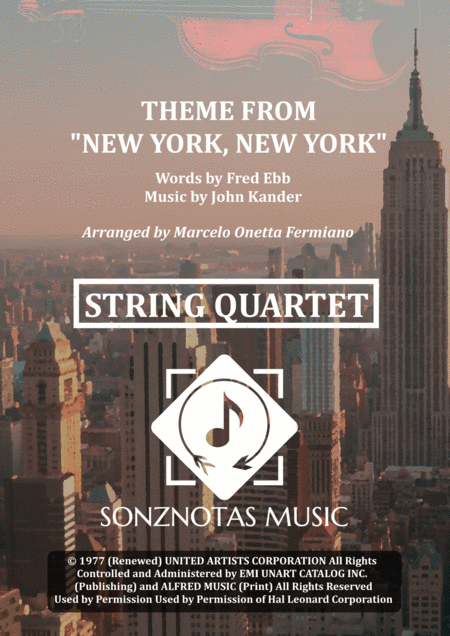 Free Sheet Music Theme From New York New York Sheet Music For String Quartet Score And Parts