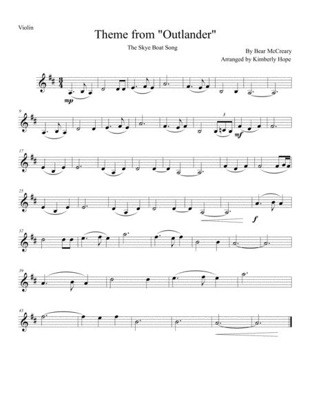 Free Sheet Music Theme From Outlander The Skye Boat Song