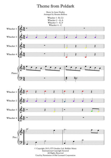 Theme From Poldark For 8 Notes Diatonic Boomwhackers Piano Sheet Music