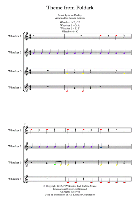 Theme From Poldark For 8 Notes Diatonic Boomwhackers Sheet Music