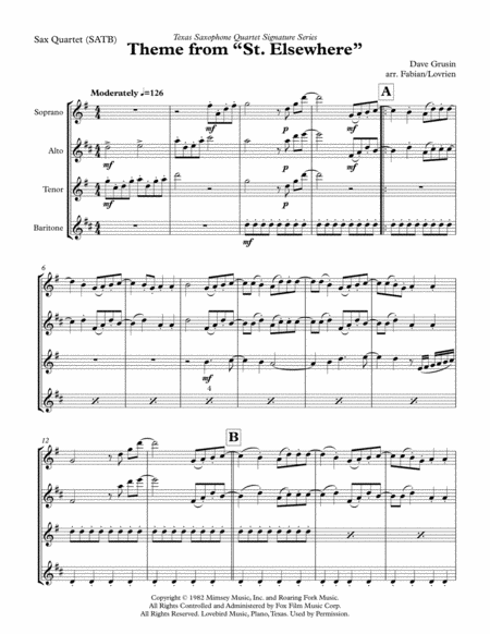 Free Sheet Music Theme From St Elsewhere