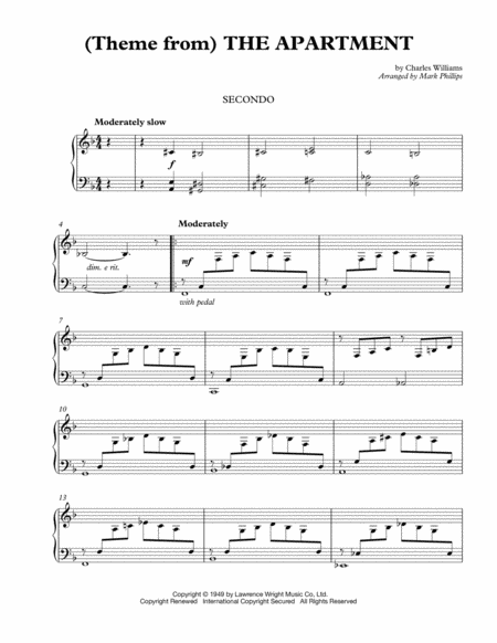 Theme From The Apartment Sheet Music