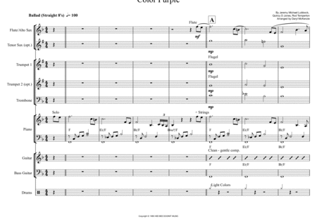 Theme From The Color Purple 6 To 9 Piece Band Key Of F Sheet Music