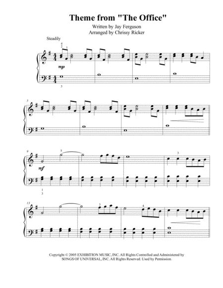Free Sheet Music Theme From The Office Easy Piano Early Intermediate