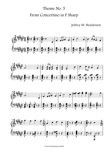 Free Sheet Music Theme No 5 From Concertino In F Sharp For Two Oboes