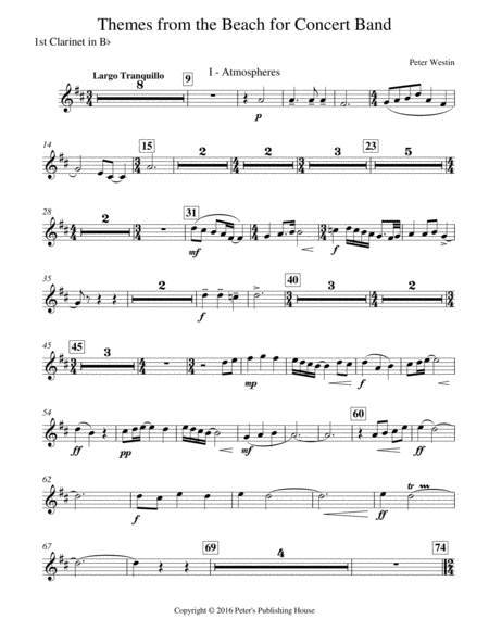 Themes From The Beach 1st Clarinet In B Flat Sheet Music