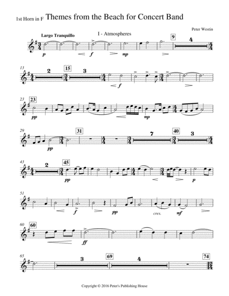 Themes From The Beach 1st Horn In F Sheet Music