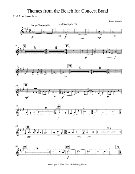 Themes From The Beach 2nd Alto Saxophone Sheet Music