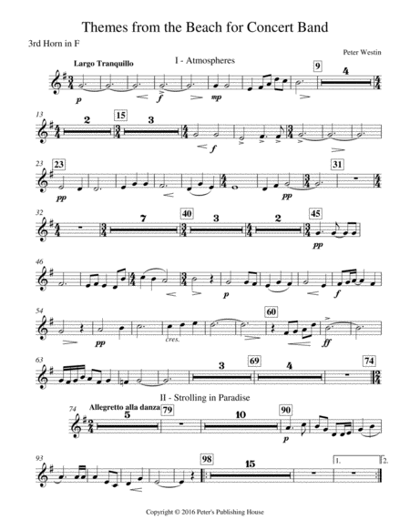 Themes From The Beach 3rd Horn In F Sheet Music