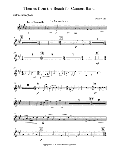 Themes From The Beach Baritone Saxophone Sheet Music