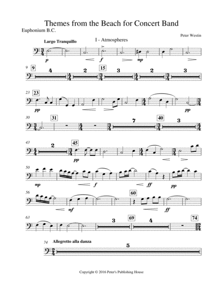 Themes From The Beach Euphonium B C Sheet Music