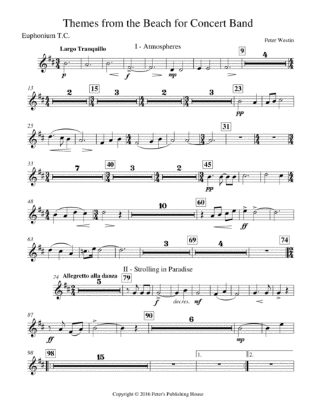 Themes From The Beach Euphoniumt C Sheet Music