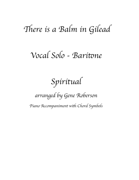 There Is A Balm In Gilead Baritone Vocal Solo Sheet Music