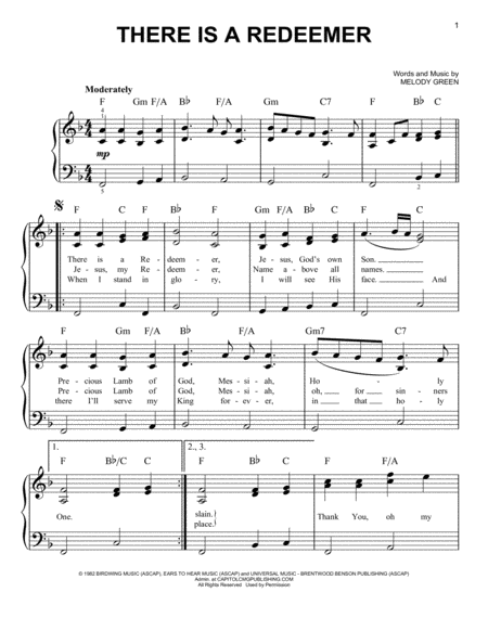 There Is A Redeemer Sheet Music