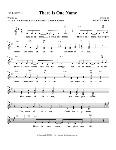 Free Sheet Music There Is One Name Lead Sheet With Mel Lyrics And Chords