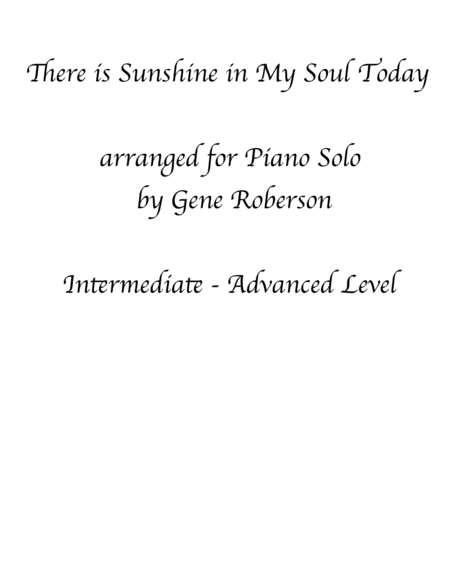 There Is Sunshine In My Soul Today For Piano Sheet Music