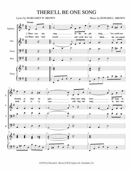 Free Sheet Music There Ll Be One Song Satb Voices Piano Accompaniment