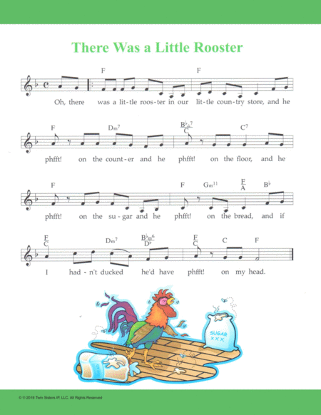 Free Sheet Music There Was A Little Rooster