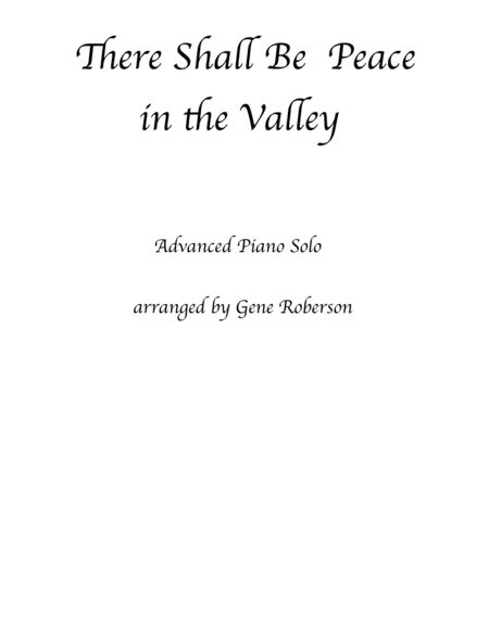 There Will Be Peace In The Valley Piano Solo Sheet Music