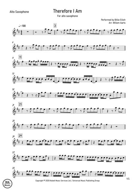 Therefore I Am Billie Eilish Alto Saxophone Sheet Music