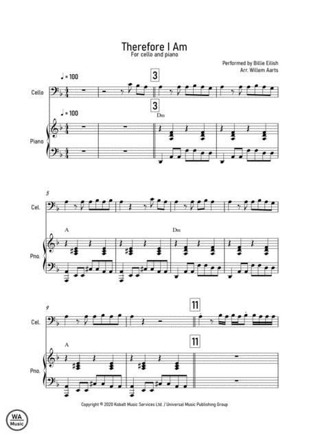 Therefore I Am Billie Eilish Cello And Piano Sheet Music