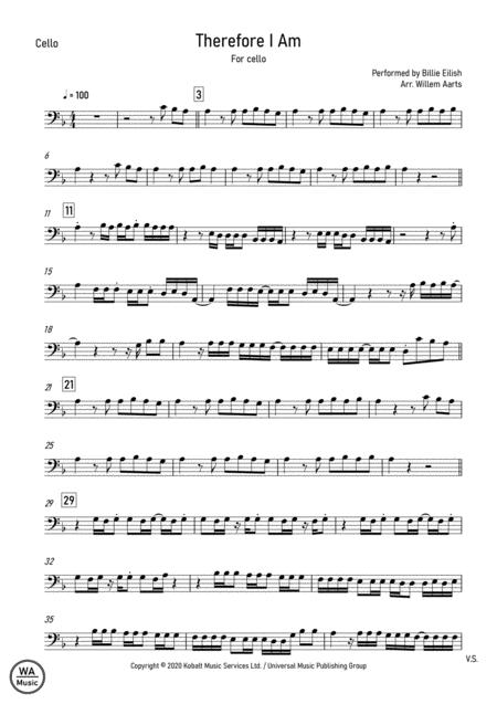 Therefore I Am Billie Eilish Cello Sheet Music