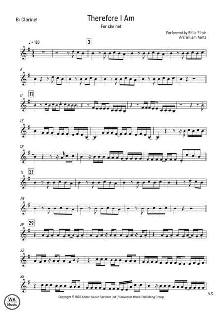 Therefore I Am Billie Eilish Clarinet Sheet Music