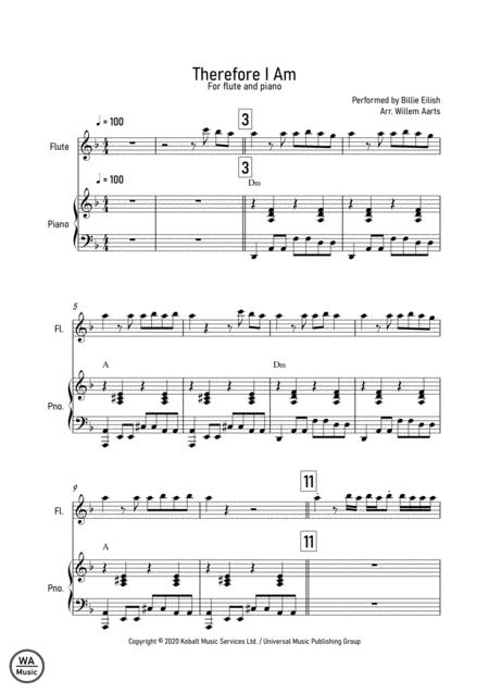 Therefore I Am Billie Eilish Flute And Piano Sheet Music