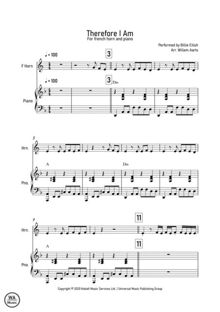 Therefore I Am Billie Eilish French Horn And Piano Sheet Music