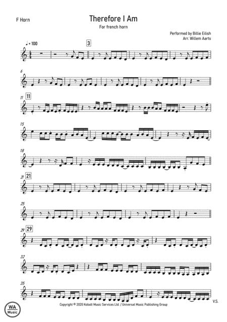 Therefore I Am Billie Eilish French Horn Sheet Music