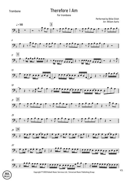 Free Sheet Music Therefore I Am Billie Eilish Trombone