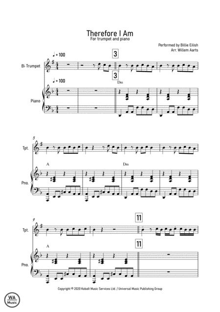 Therefore I Am Billie Eilish Trumpet And Piano Sheet Music