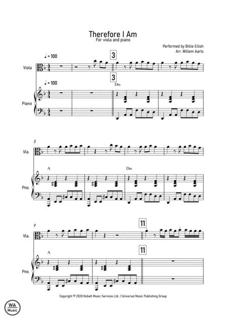 Therefore I Am Billie Eilish Viola And Piano Sheet Music