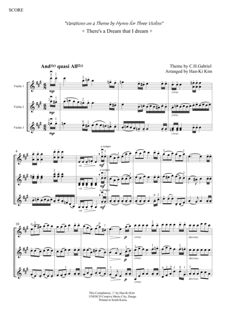 Theres A Dream That I Dream For 3 Violins Sheet Music