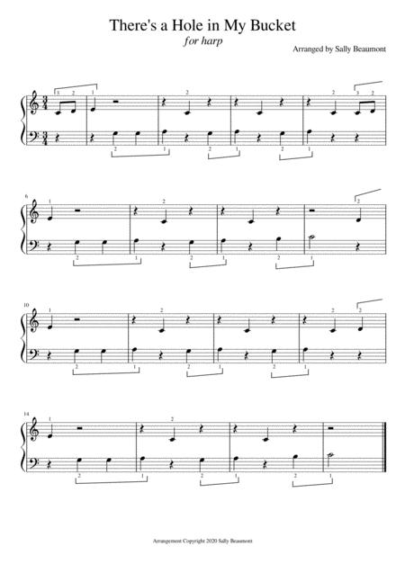 Theres A Hole In My Bucket Beginner Childrens Song For Harp Sheet Music