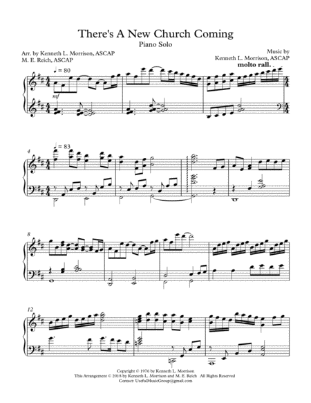 Free Sheet Music Theres A New Church Coming A Piano Solo