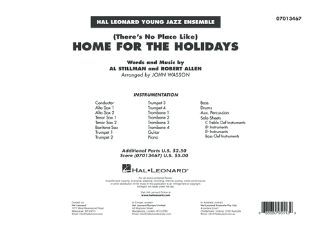 Theres No Place Like Home For The Holidays Arr John Wasson Conductor Score Full Score Sheet Music