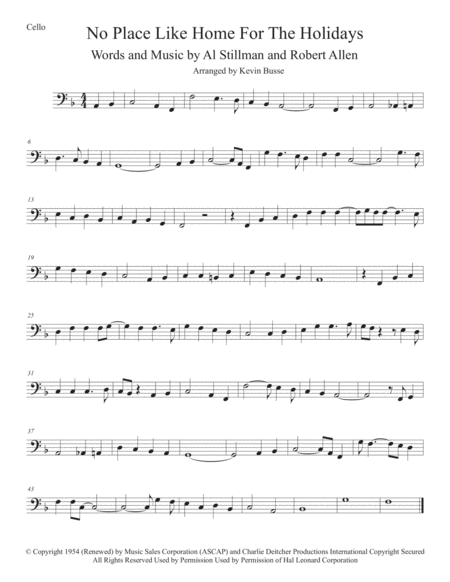 Free Sheet Music Theres No Place Like Home For The Holidays Cello