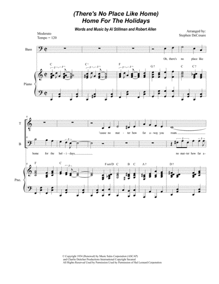 Free Sheet Music Theres No Place Like Home For The Holidays Duet For Tenor And Bass Solo