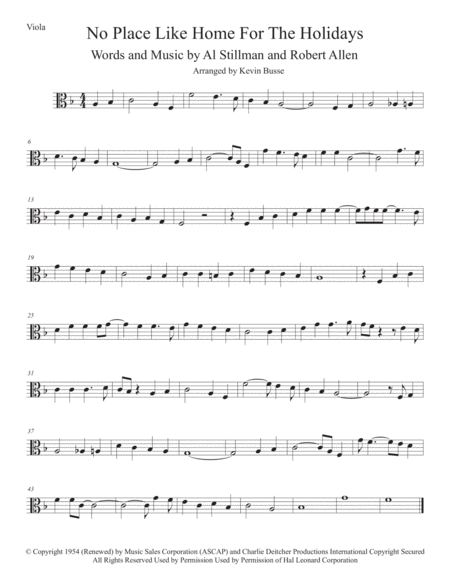 Free Sheet Music Theres No Place Like Home For The Holidays Viola